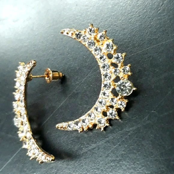 3 For $15 New Elegant Crystal Crescent Moon Earrings - Picture 5 of 9
